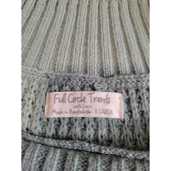 Full Circle Trends Green Crew Neck Crop Cable Knit Pull Over Sweater Size XL - Picture 3 of 6